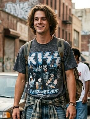 Alstyle M Y2K Kiss 2012 Loud and Proud Punk Goth Grunge Festival Graphic T-Shirt